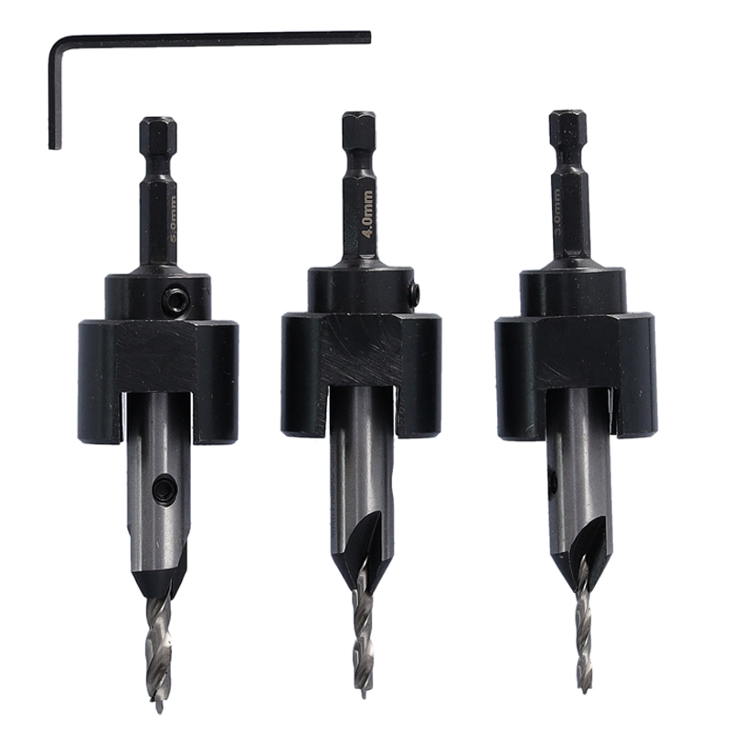 Famag verzinkborenset 3, 4 en 5 mm zeskant inclusief diepteaanslag