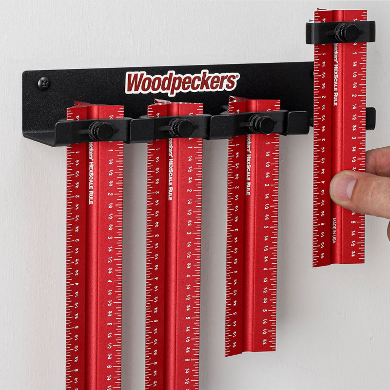 Woodpeckers hexscale linialenset 150, 300, 600 en 900 mm met stops en Rack-It opbergkit