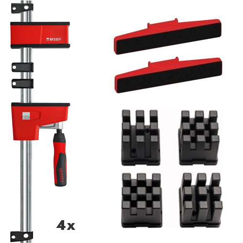 Bessey set: 4x variabele corpuslijmtang 1500 x 95 mm met accessoireset