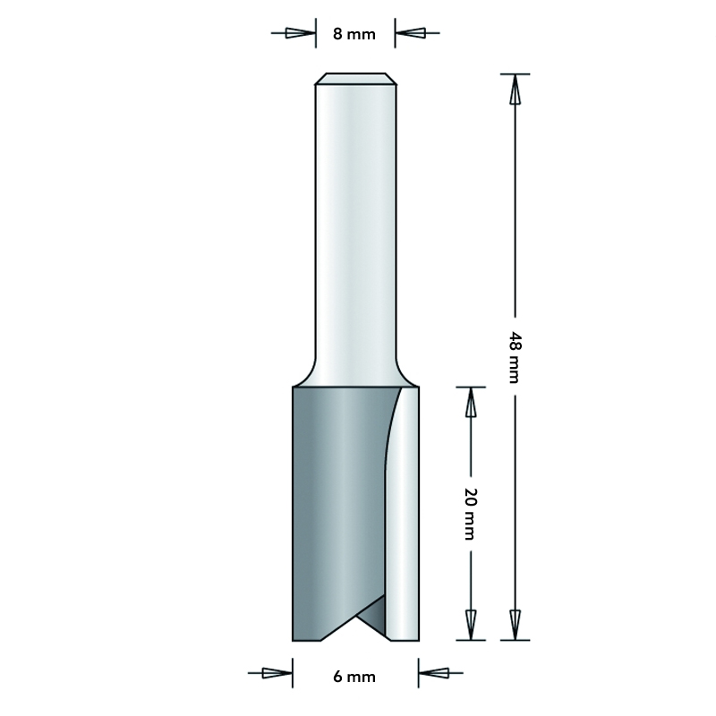 Hm Amaxx Economy 602-8 groeffrees Ø 6 x 20 mm (schacht 8 mm)