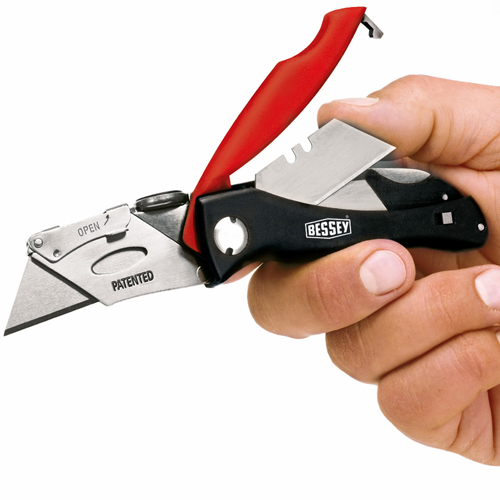 Bessey klapmes met reservehouder in etui met reservemessen