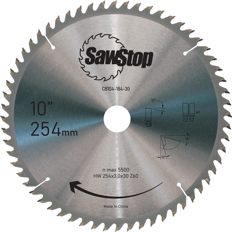 SawStop cirkelzaagblad cross cut 254 x 3,0 x 30 mm Z60