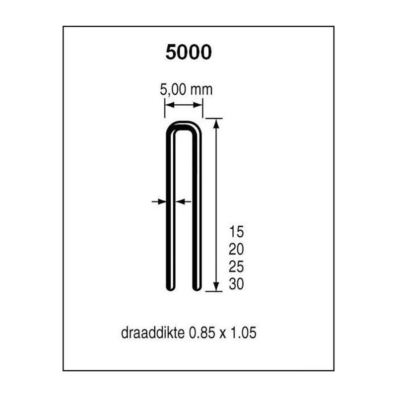 Dutack nieten serie 5000, 15 mm, 5000 stuks