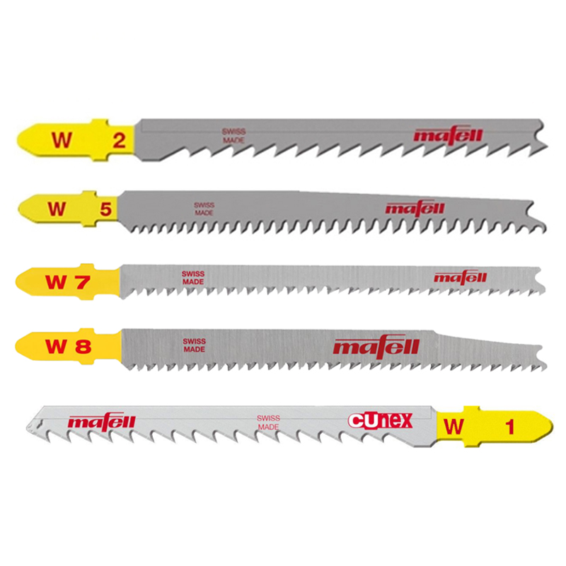 Mafell assortiment decoupeerzaagbladen 4x W2, W5, W7, W8 en 2x CUnex W1, 18-delig