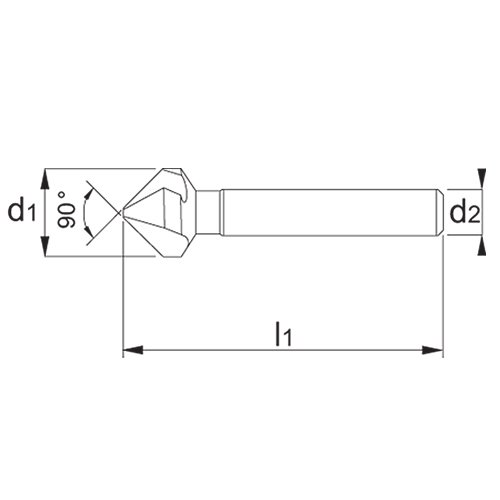 HSS-E verzinkboor 3 snijkanten 90° Ø 6,3 mm