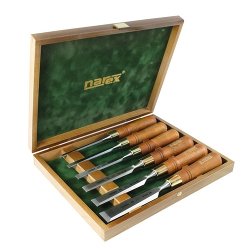 Narex steekbeitelset met houten heft in houten kist, 6-delig
