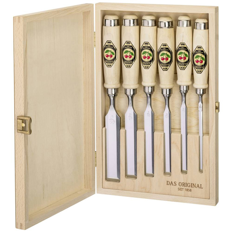 Kirschen steekbeitelset 6-delig met houten hamer en markeermes