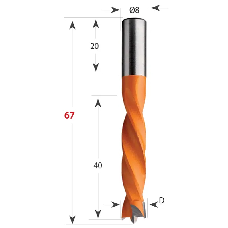 CMT hm deuvelboor Ø 5 x 40 mm rechts