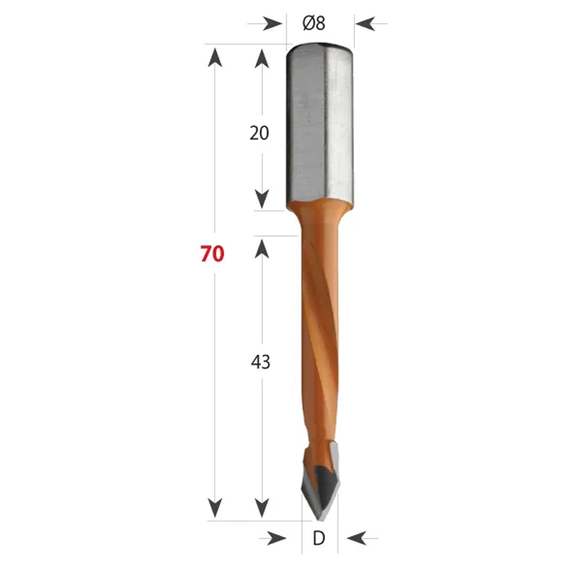 CMT hm deuvelboor Ø 7 x 43 mm rechts