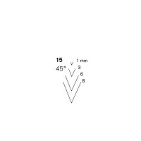 Pfeil 15-1 rechte guts, 45° V-vorm snede 1 mm