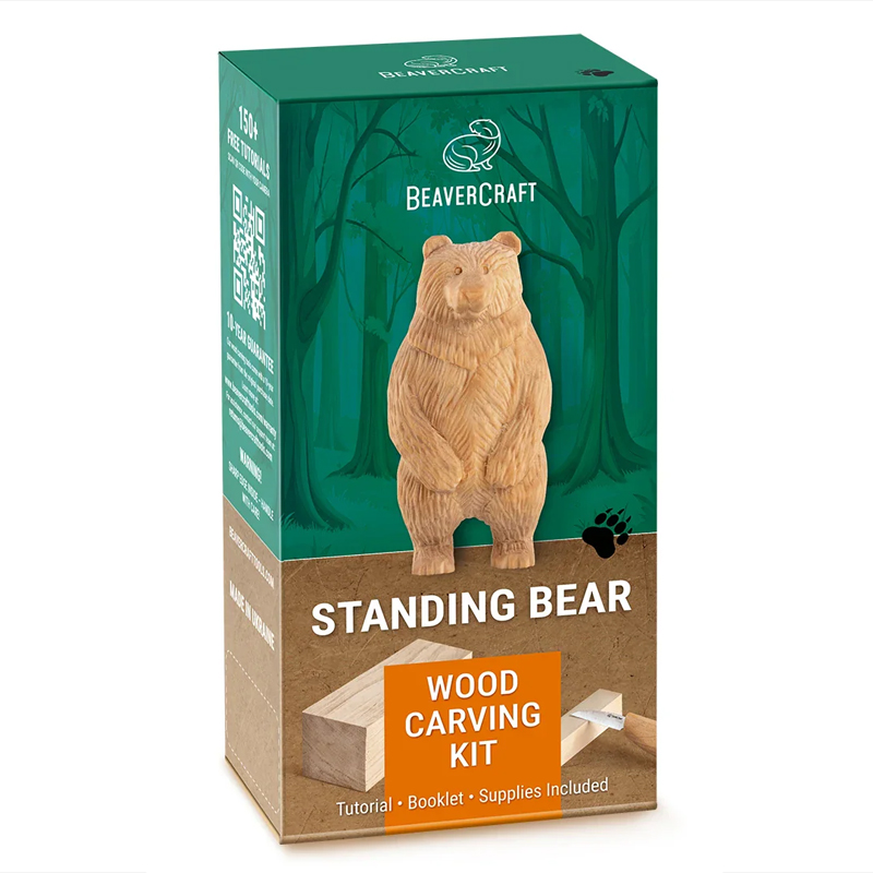 BeaverCraft houtsnijset staande beer