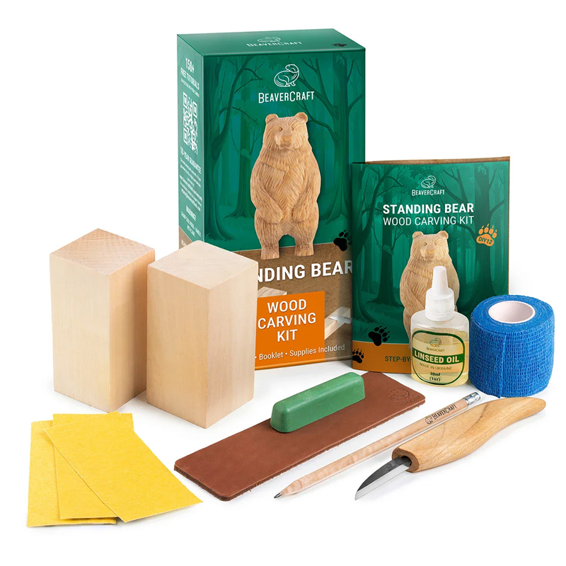 BeaverCraft houtsnijset staande beer