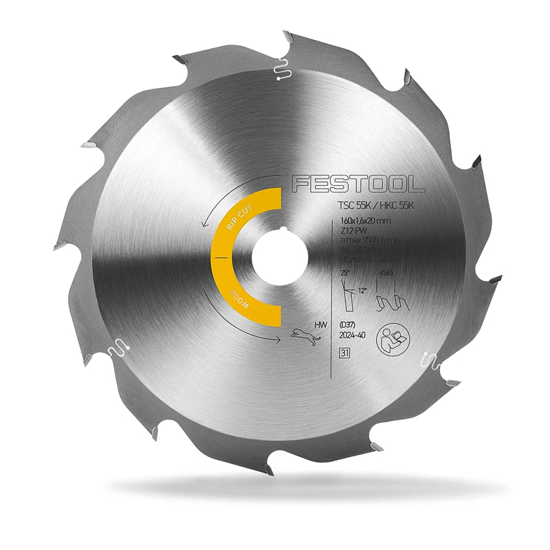Festool cirkelzaagblad wood rip cut 160 x 1,6 x 20 mm PW12