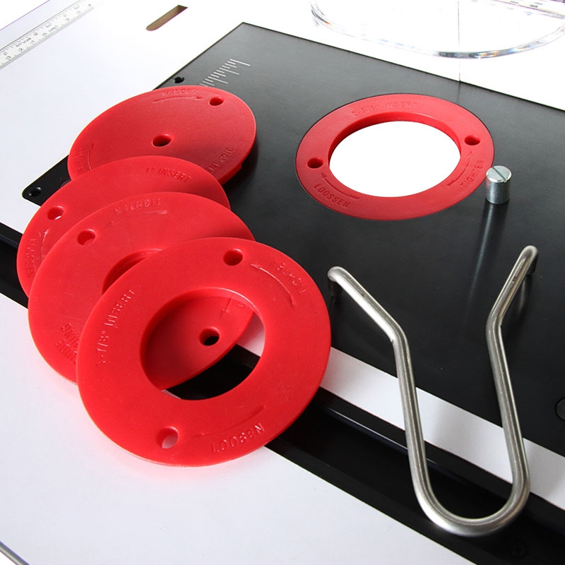 Freestafel inlegplaat 305 x 230 mm aluminium inclusief 5 freesringen