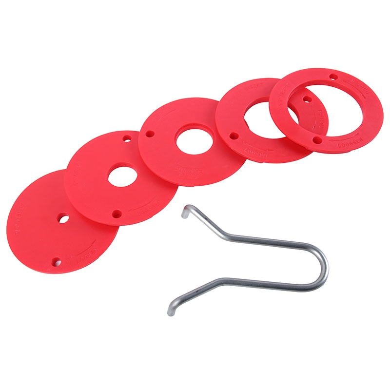 Freestafel inlegplaat 305 x 230 mm aluminium inclusief 5 freesringen