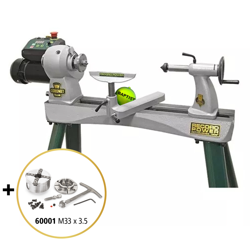 Record Power Coronet Herald houtdraaibank - tijdelijk met gratis SC2 chuck