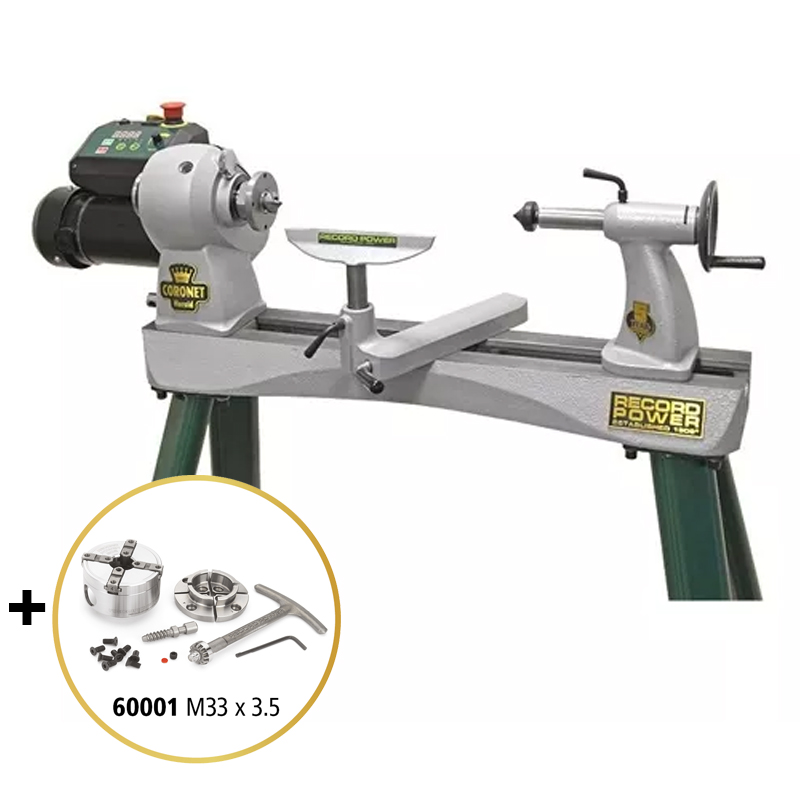 Record Power Coronet Herald houtdraaibank - tijdelijk met gratis SC2 chuck