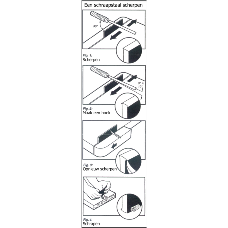 Kirschen schraapstaalset met aanzetstaal in lederen etui 4-delig