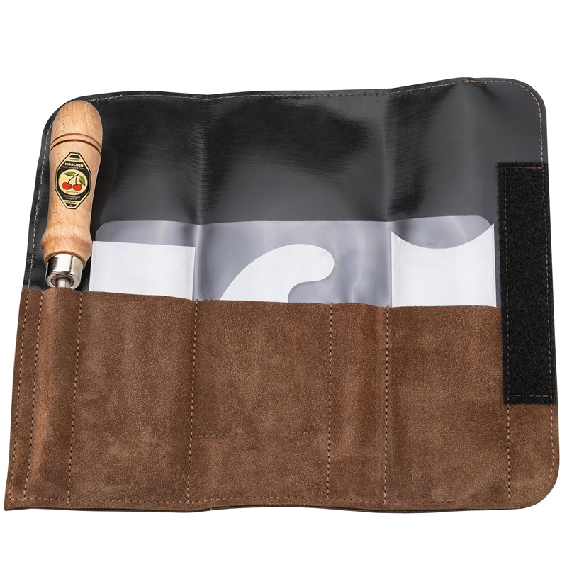 Kirschen schraapstaalset met aanzetstaal in lederen etui 4-delig