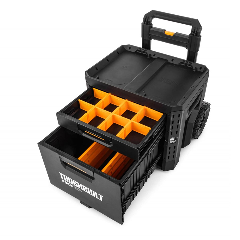 ToughBuilt TB-B1-D-R92 StackTech gereedschapstrolley Rolling 2-Drawer Locking Box