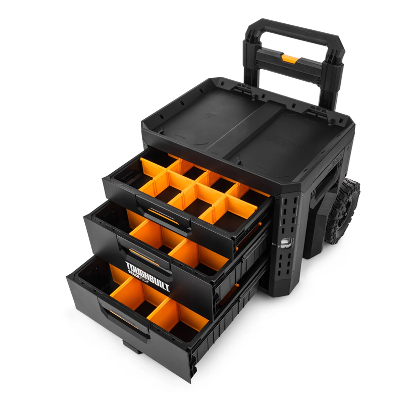 ToughBuilt TB-B1-D-R93 StackTech gereedschapstrolley Rolling 3-Drawer Locking Box
