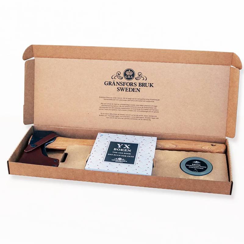 Gränsfors Bruk 420 kleine bijl en slijpsteen in giftbox