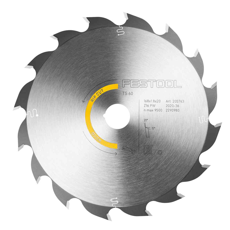 Festool cirkelzaagblad wood rip cut 168 x 1,8 x 20 mm PW16