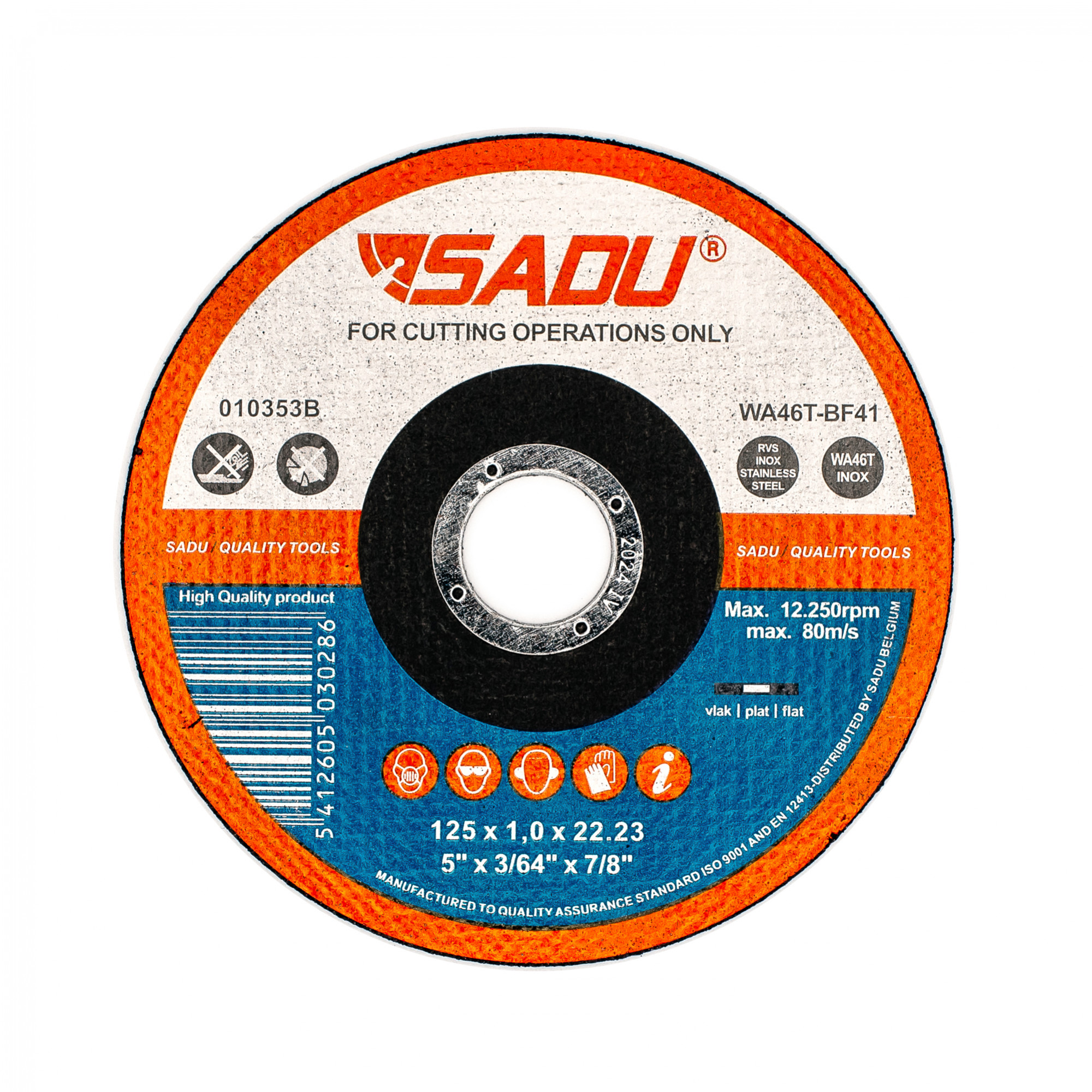 Sadu doorslijpschijf 125 x 1,0 mm voor rvs