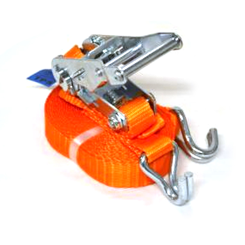 Spanband 25 mm x 5 meter met ratel en spitshaken oranje