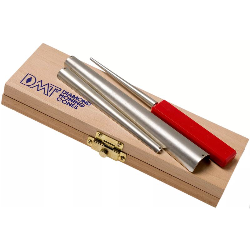 DMT set van 3 fijne conische diamantvijlen in houten kist