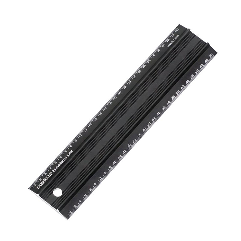 Veritas liniaal zwart aluminium vlak 300 mm