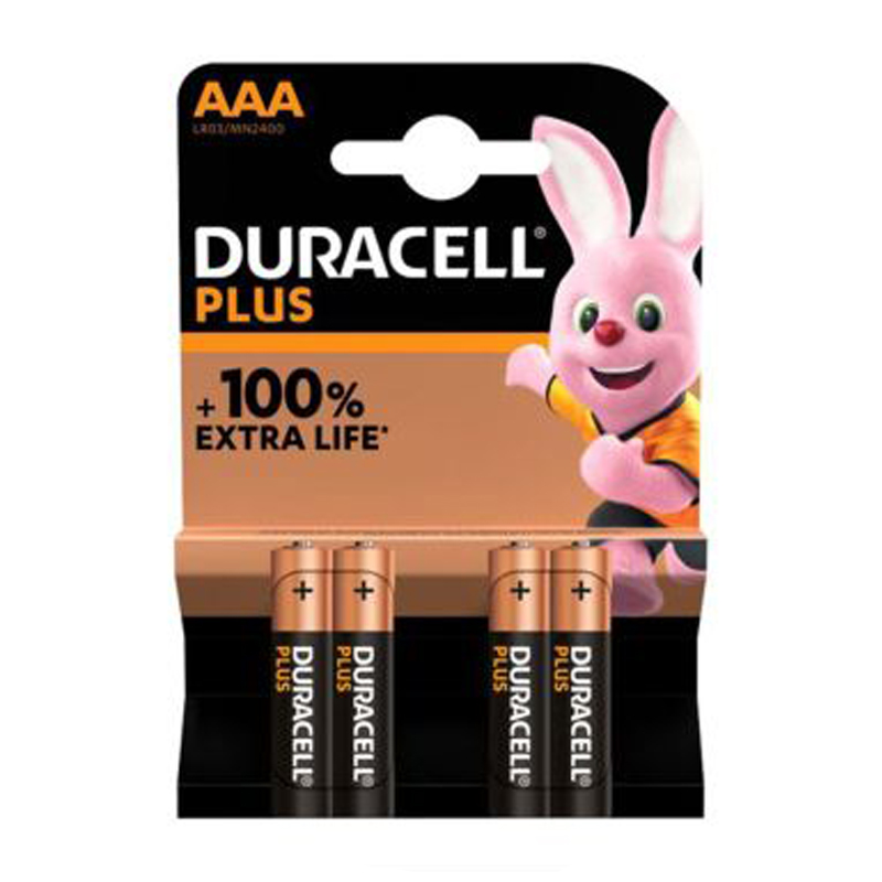 Duracell batterijen Alkaline Plus 100 AAA - 4 stuks