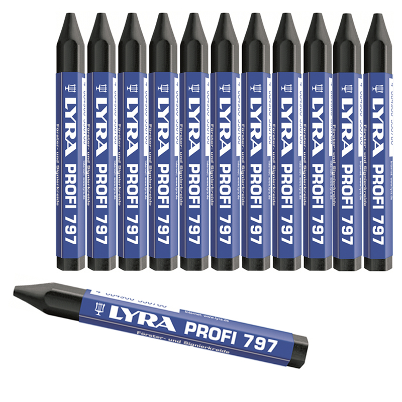 Lyra Profi 797 merkkrijt zwart 12 stuks