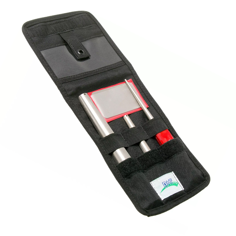 DMT set van 3 fijne conische diamantvijlen + creditcarddiamantsteen in foudraal