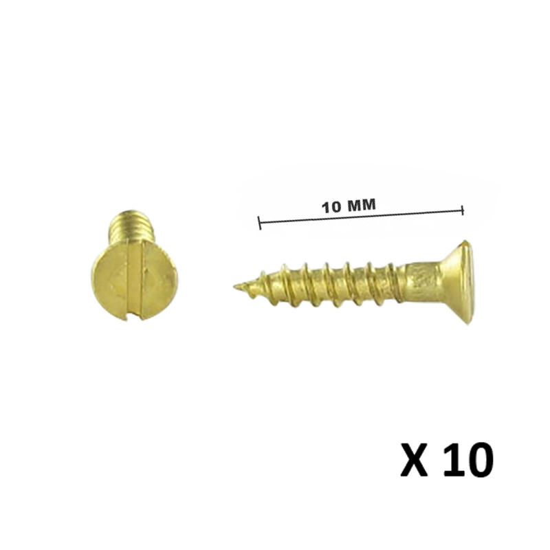 Houtschroef platverzonken messing plat Ø 2,0 x 10 mm
