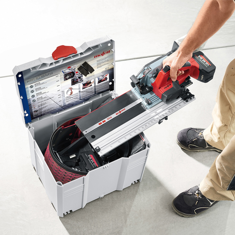 Mafell accu-afkortcirkelzaag KSS 40 18M BL in T-Max - tijdelijk met twee gratis zaagbladen + accu