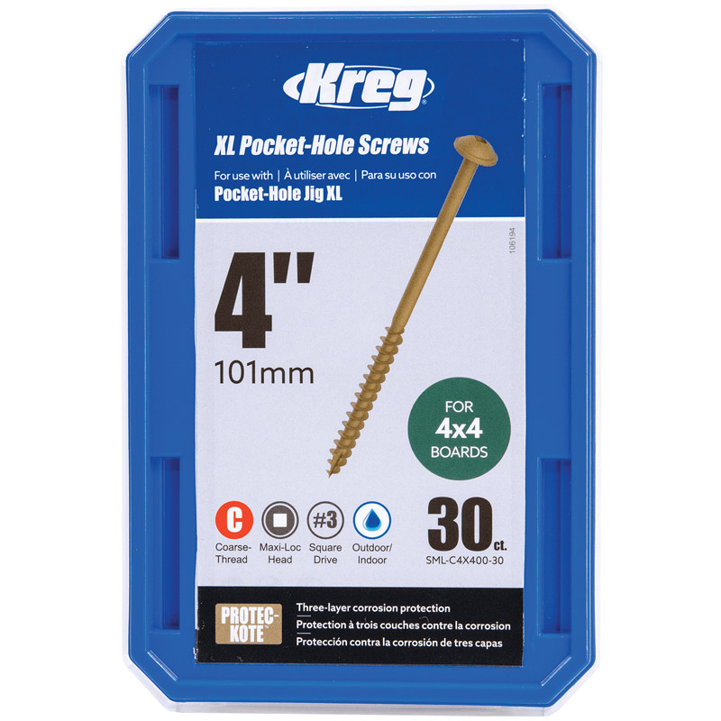 Kreg Protec-Kote schroeven 102 mm grove draad voor zachthout, 30 stuks