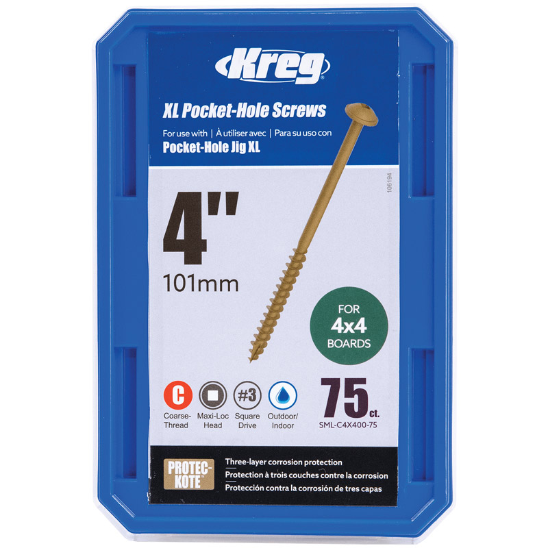 Kreg Protec-Kote schroeven 102 mm grove draad voor zachthout, 75 stuks