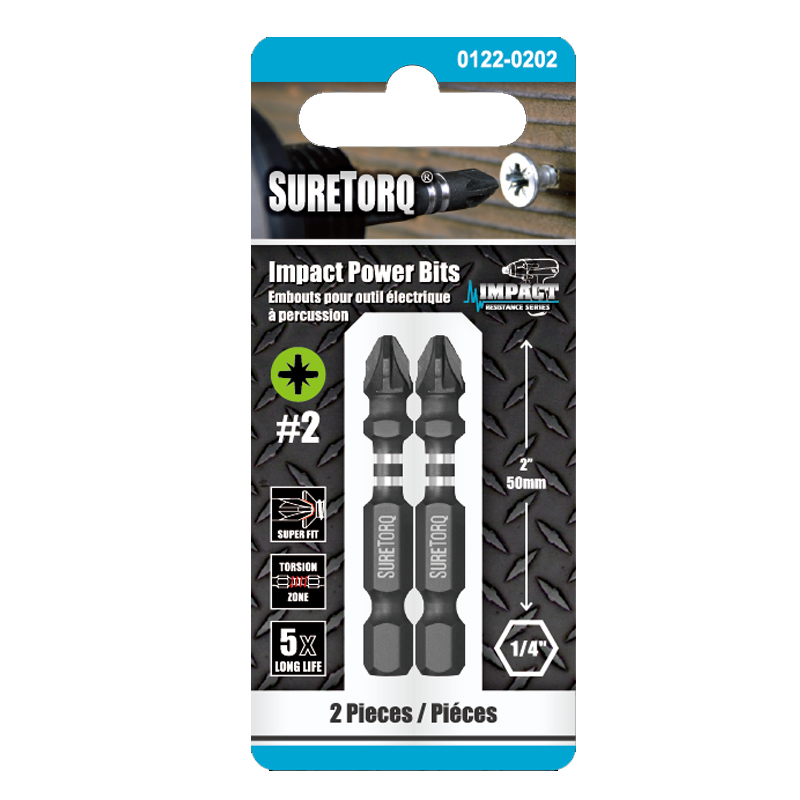 SureTorq verlengde impact bit Pozidriv PZD2 - 2 stuks
