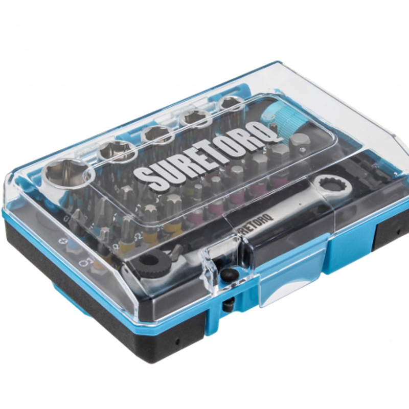 SureTorq professionele 25 mm bitset met doppen, ratel en snelwisselhouder 27-delig