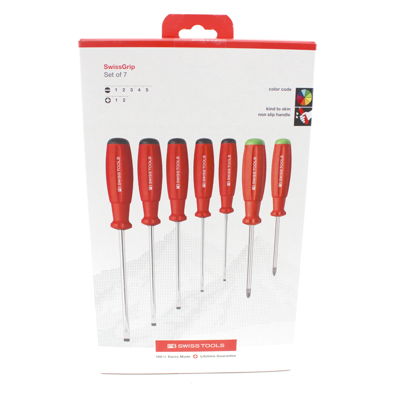 PB Swiss Tools schroevendraaierset plat en Pozidriv 7-delig