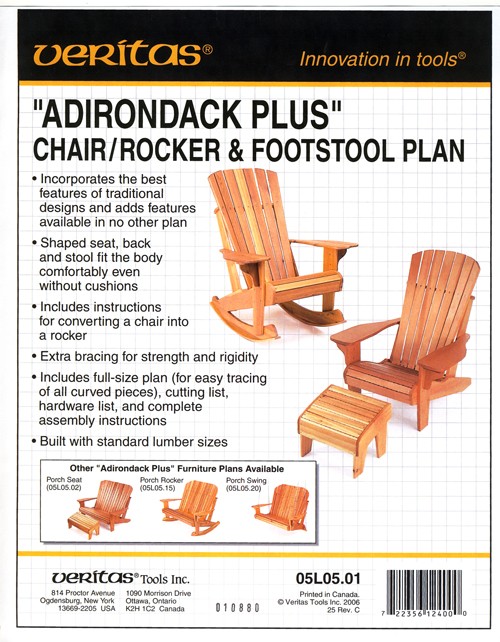 Werktekening: “Adirondack plus” Chair & Footstool