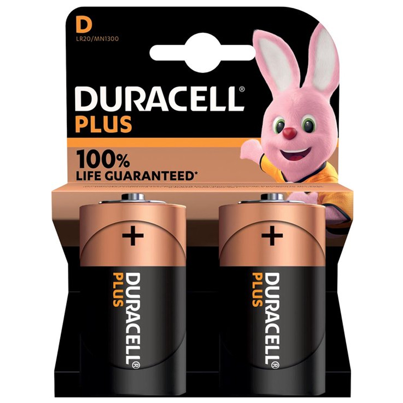 Duracell batterijen Alkaline Plus 100 D - 2 stuks