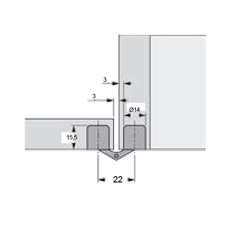 Inboorscharnier Ø 14 mm messing, 2 stuks