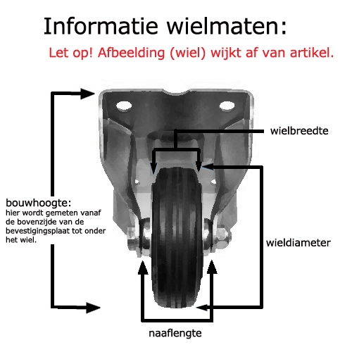 Bokwiel rubber antraciet 50 x 19 mm - plaatbevestiging - laatste voorraad