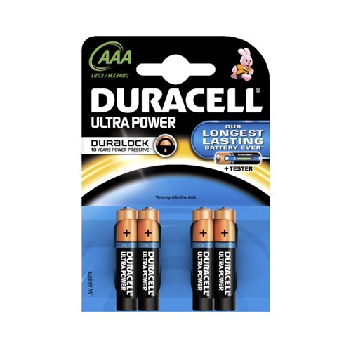 Duracell blister @ 4 batterijen ultra AAA LR03