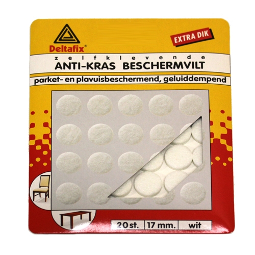 Anti-kras vilt, rond wit 17 mm, 20 stuks