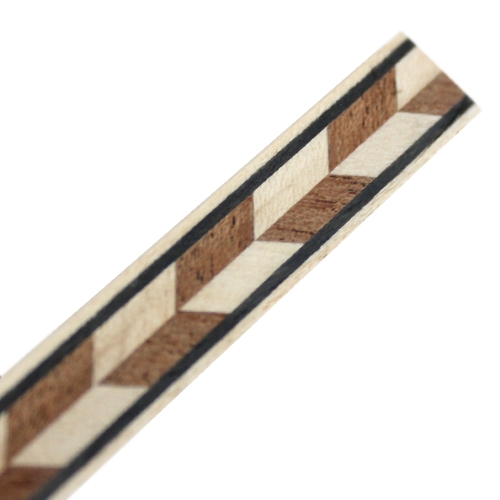 Inleglijst fineer veer patroon licht en donker met zwart, 10 x 1000 mm