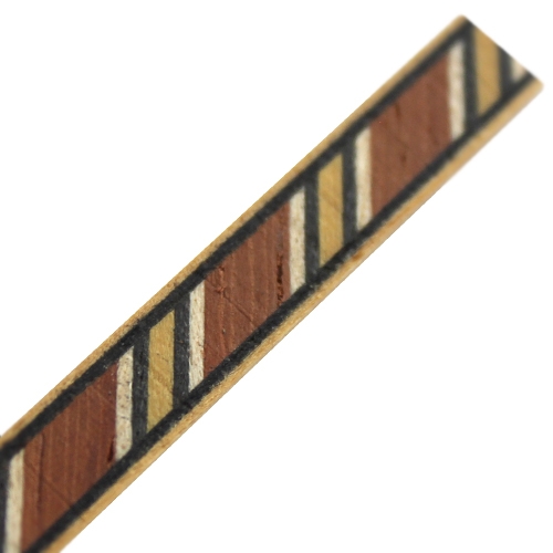 Inleglijst fineer schuin rood geel zwart, 8 x 1000 mm