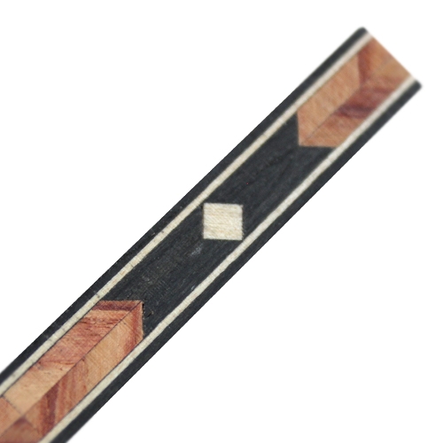 Inleglijst fineer zwart/rood met witte vierkantjes, 8 x 1000 mm